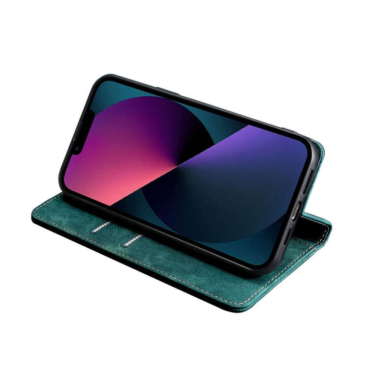 For Infinix Smart 6 Plus RFID Anti-theft Brush Magnetic Leather Phone Case(Green)
