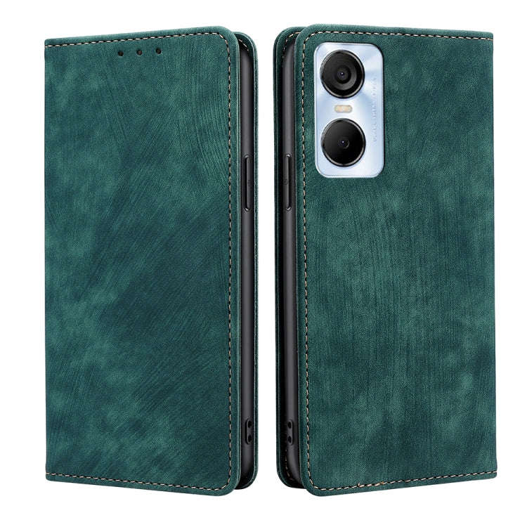 For Tecno Pop 6 Pro RFID Anti-theft Brush Magnetic Leather Phone Case(Green)