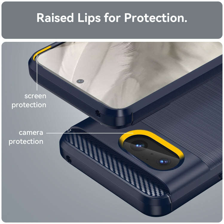 For Google Pixel 8 Carbon Fiber Brushed Texture TPU Case(Navy)