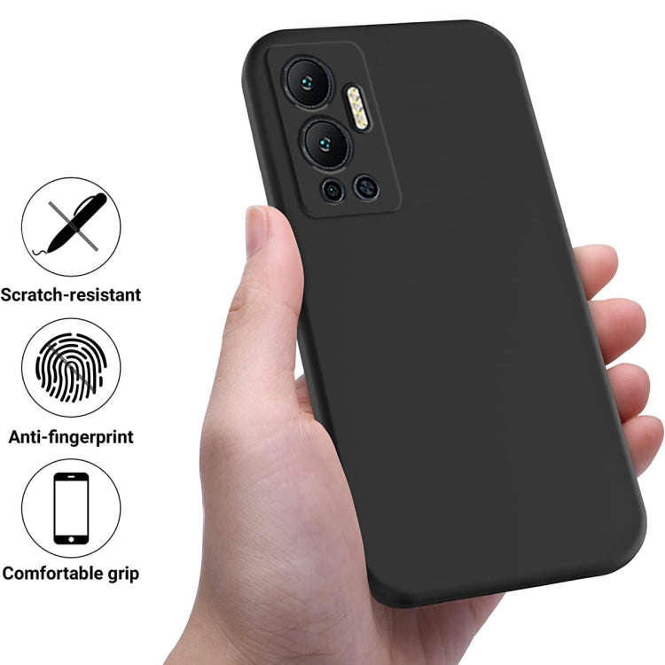 For Infinix Hot 12 Pure Color Liquid Silicone Shockproof Phone Case(Black)