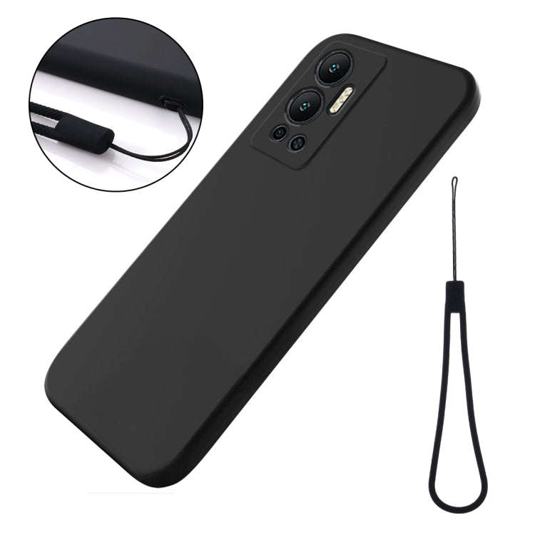 For Infinix Hot 12 Pure Color Liquid Silicone Shockproof Phone Case(Black)