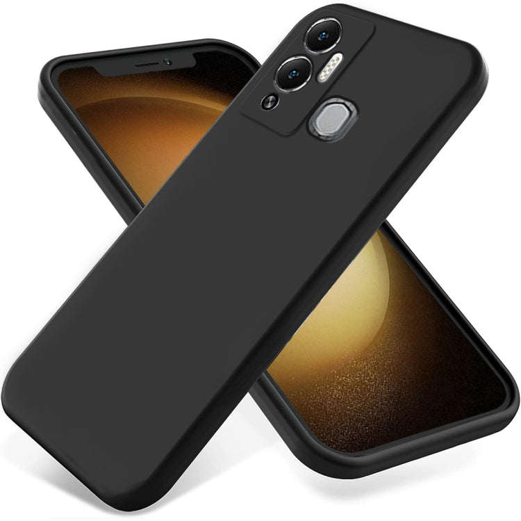 For Infinix Hot 12 Play / Hot 12 Play NFC Pure Color Liquid Silicone Shockproof Phone Case(Black)
