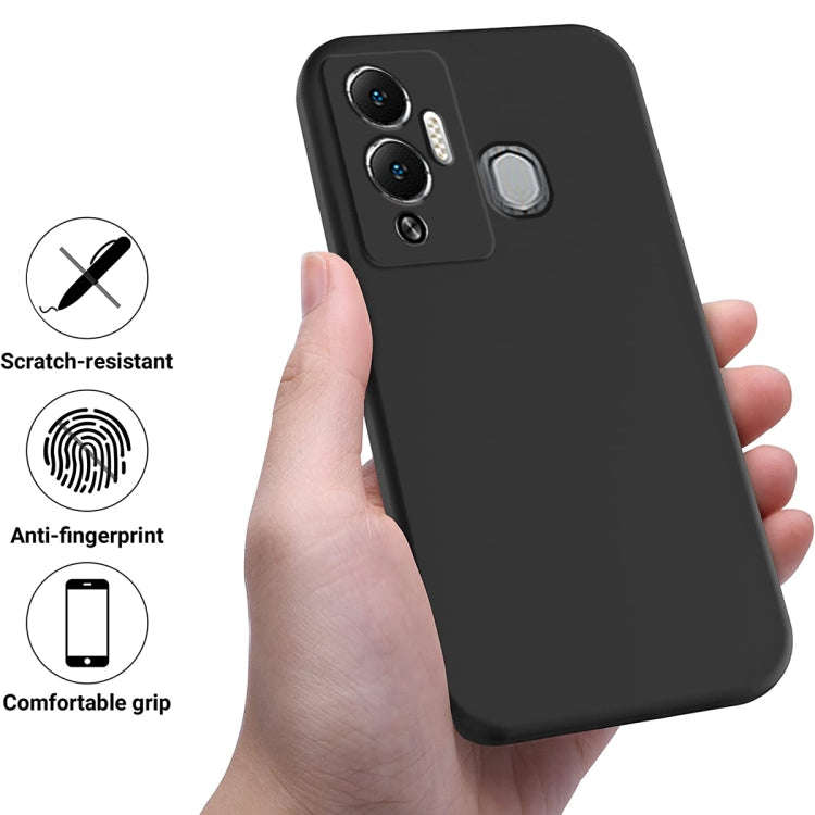 For Infinix Hot 12 Play / Hot 12 Play NFC Pure Color Liquid Silicone Shockproof Phone Case(Black)