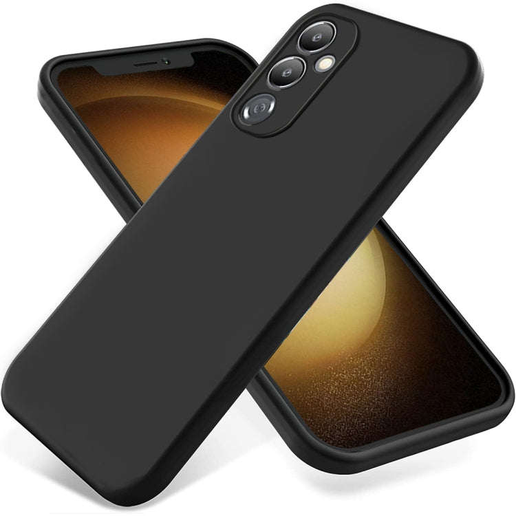 For Tecno Pova 4 Pure Color Liquid Silicone Shockproof Phone Case(Black)