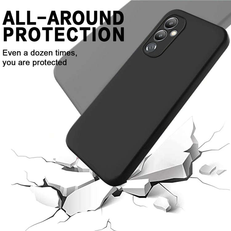 For Tecno Pova 4 Pure Color Liquid Silicone Shockproof Phone Case(Black)