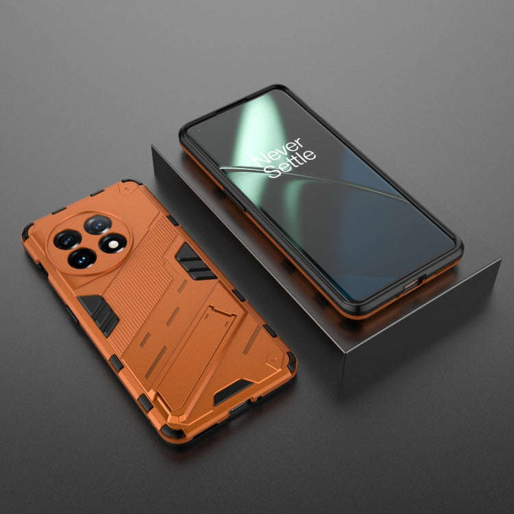 For OnePlus 11 5G Punk Armor 2 in 1 PC + TPU Shockproof Phone Case with Invisible Holder(Orange)