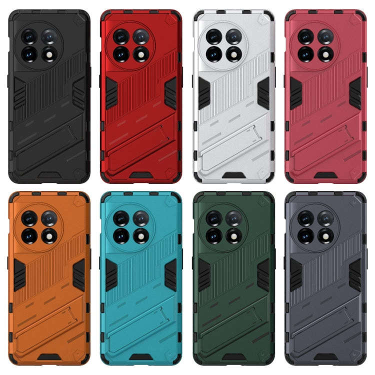 For OnePlus 11 5G Punk Armor 2 in 1 PC + TPU Shockproof Phone Case with Invisible Holder(Orange)