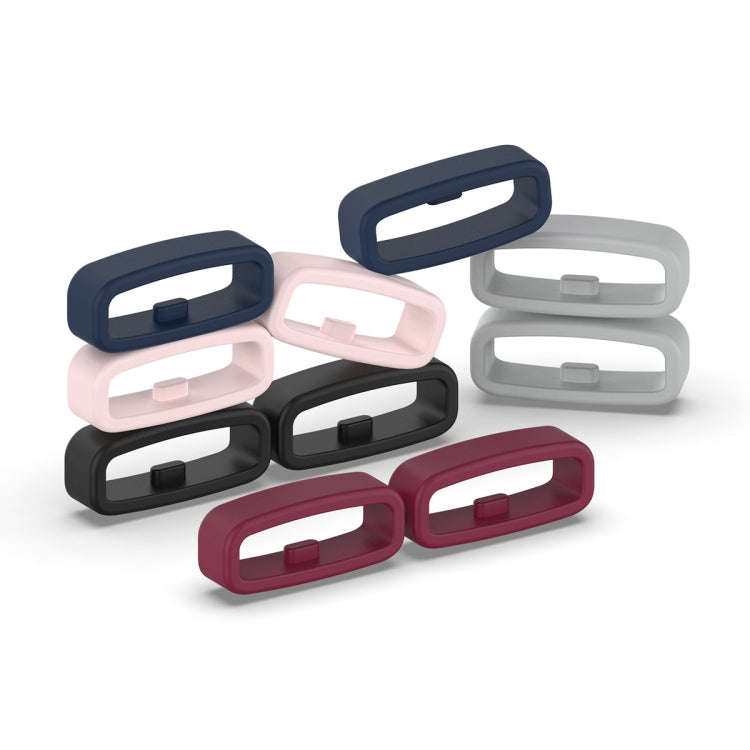 22mm 10pcs Universal Watch Band Fixed Silicone Ring Safety Buckle(Light Pink)