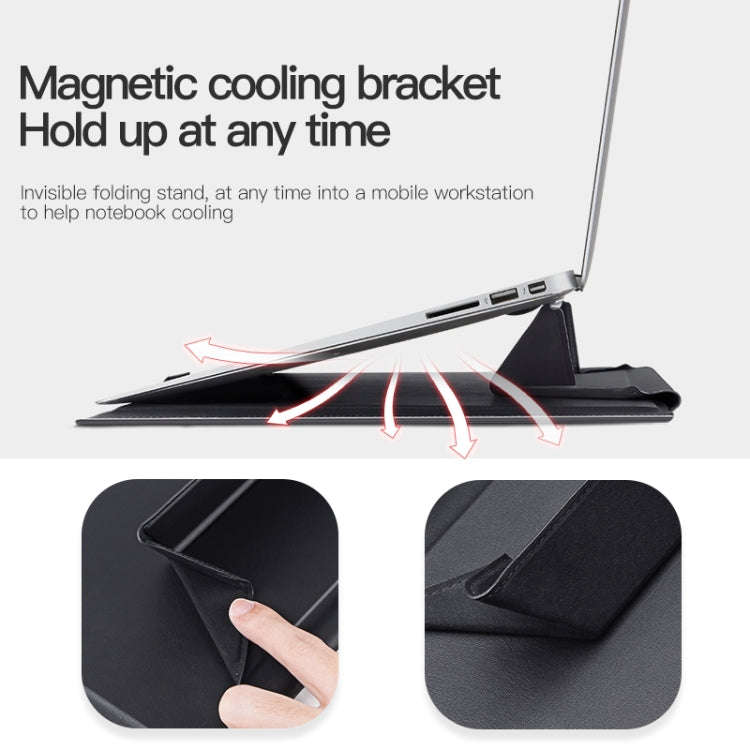 13-14 inch Universal Laptop Magnetic Holder Stitching Inner Bag(Brown)