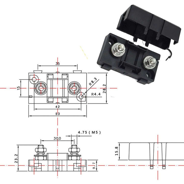 6 in 1 ANS Car Fuse Holder Fuse Box, Current:60A & 80A & 100A