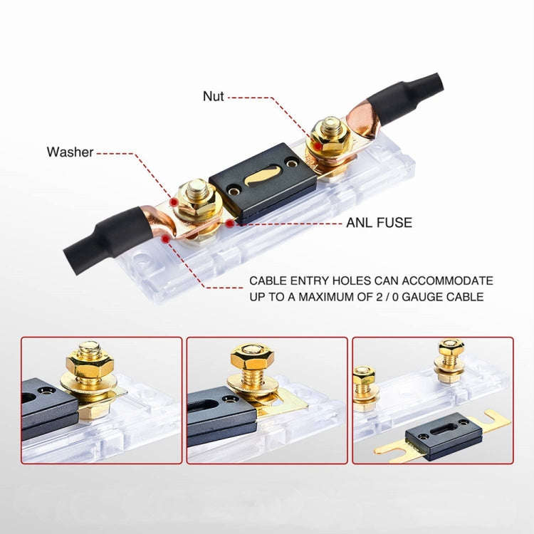 2 in 1 ANL Car Fuse Holder Electrical Protection Insulating Cover, Current:500A
