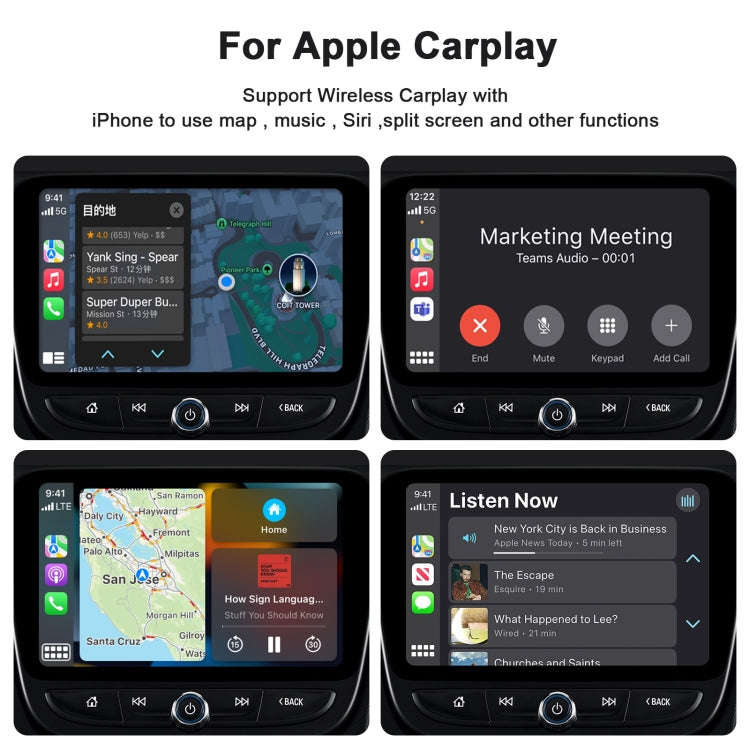 THT-020-2 USB + USB-C / Type-C Wired to Wireless Carplay Adapter for iPhone(Black)