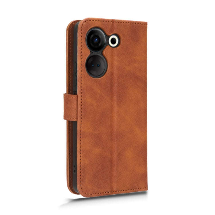 For TECNO Camon 20 Pro Skin Feel Magnetic Flip Leather Phone Case(Brown)