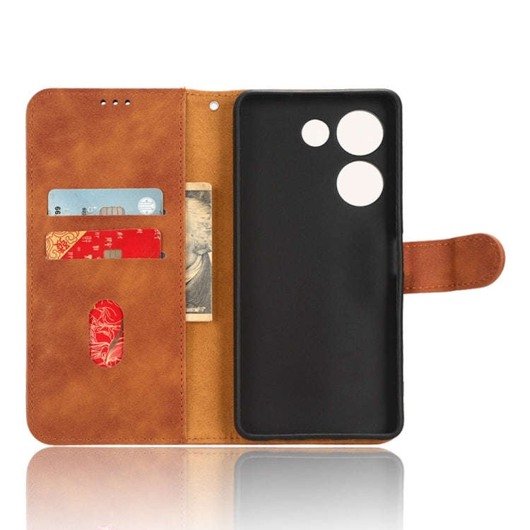 For TECNO Camon 20 Pro Skin Feel Magnetic Flip Leather Phone Case(Brown)