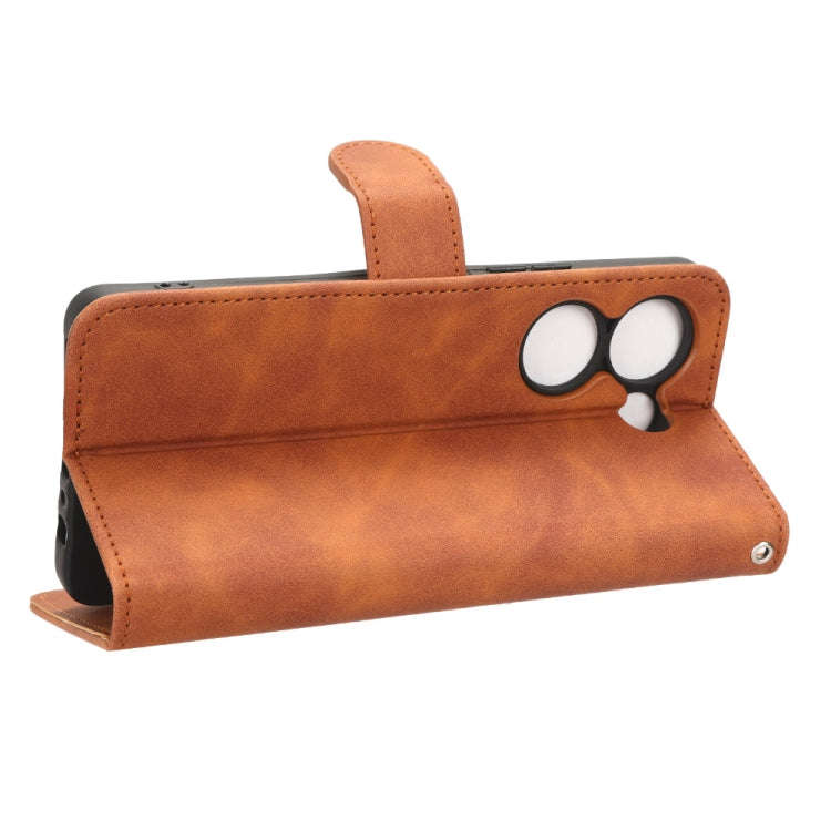 For TECNO Camon 20 Pro Skin Feel Magnetic Flip Leather Phone Case(Brown)