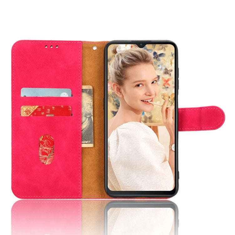 For Oukitel  C32 Skin Feel Magnetic Flip Leather Phone Case(Rose Red)