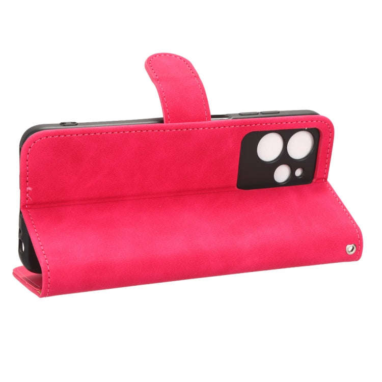 For Oukitel  C32 Skin Feel Magnetic Flip Leather Phone Case(Rose Red)