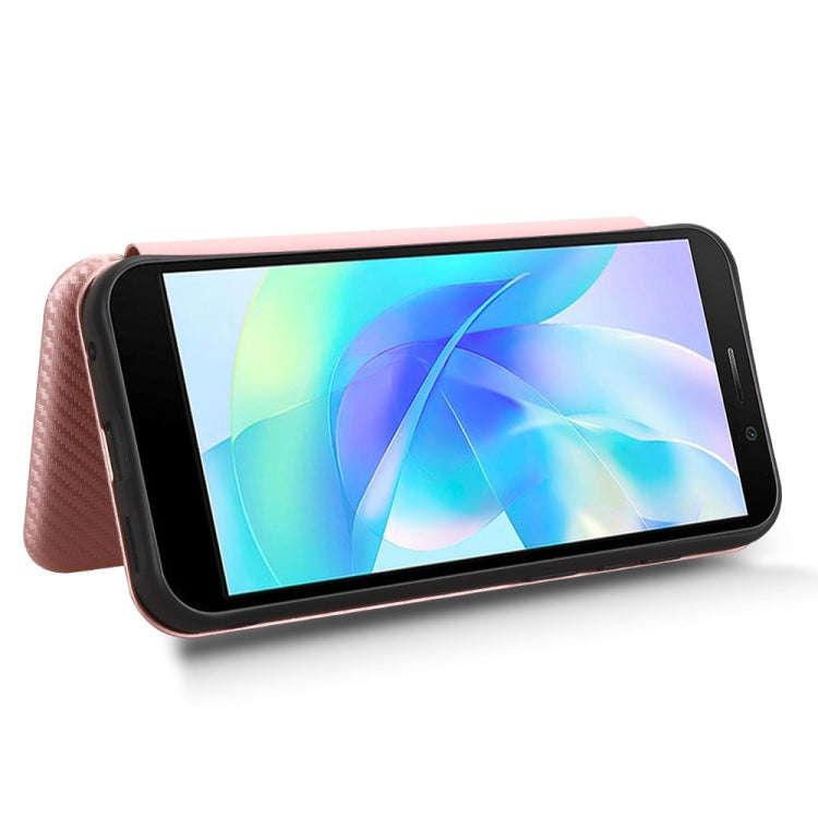 For DOOGEE X97 / X97 Pro Carbon Fiber Texture Flip Leather Phone Case(Pink)