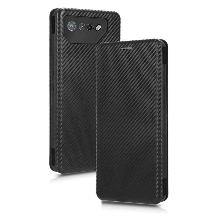 For ASUS ROG Phone 7 Carbon Fiber Texture Flip Leather Phone Case(Black)