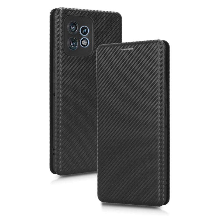 For Motorola Edge 40 Pro Carbon Fiber Texture Flip Leather Phone Case(Black)