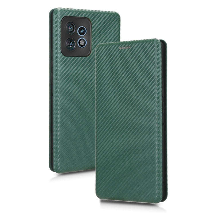 For Motorola Edge 40 Pro Carbon Fiber Texture Flip Leather Phone Case(Green)