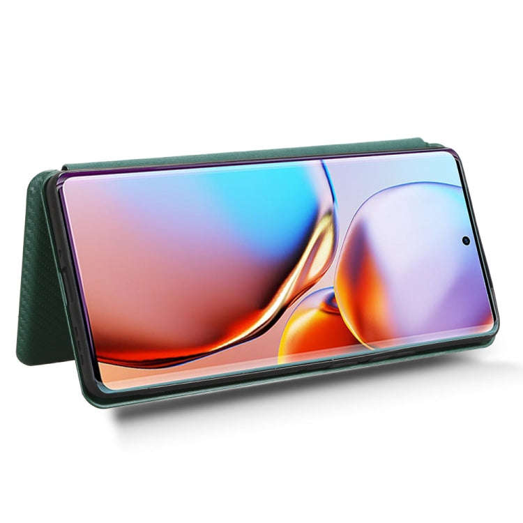 For Motorola Edge 40 Pro Carbon Fiber Texture Flip Leather Phone Case(Green)