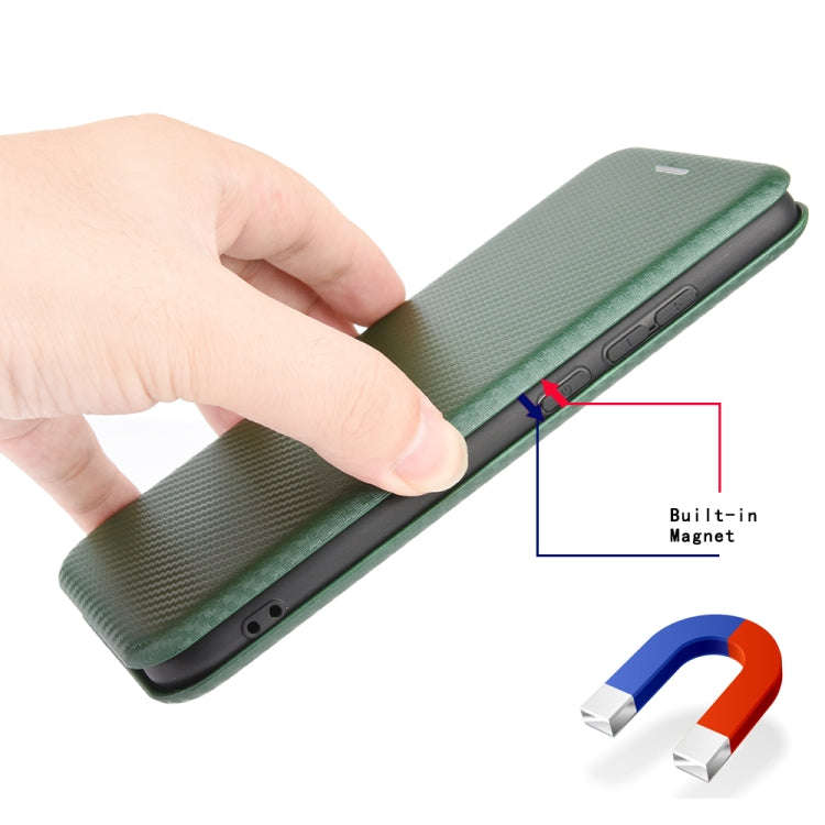 For Motorola Edge 40 Pro Carbon Fiber Texture Flip Leather Phone Case(Green)