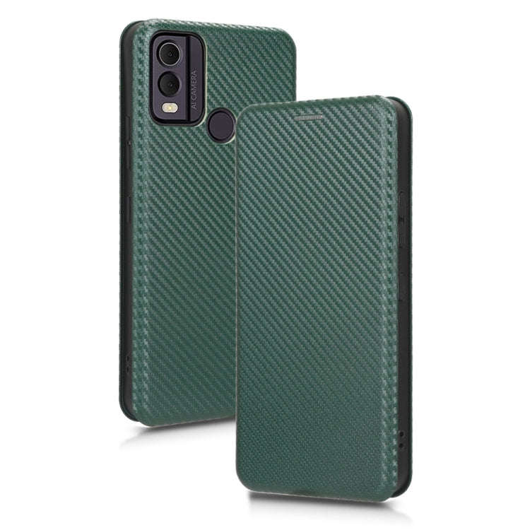 For Nokia C22 Carbon Fiber Texture Flip Leather Phone Case(Green)
