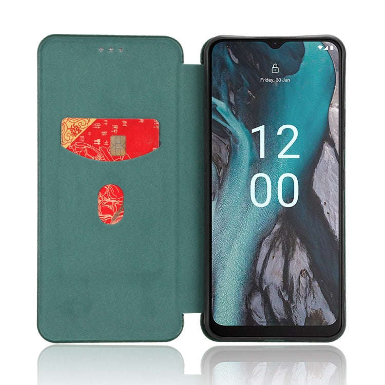 For Nokia C22 Carbon Fiber Texture Flip Leather Phone Case(Green)