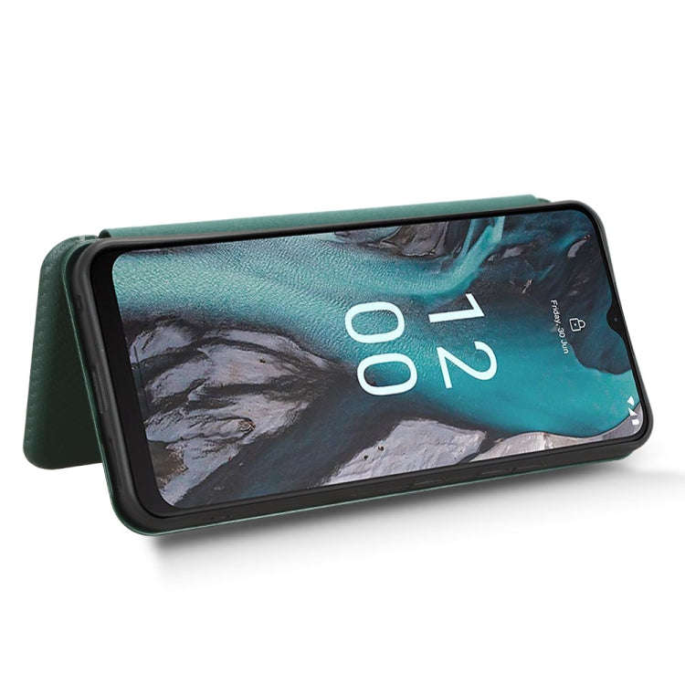 For Nokia C22 Carbon Fiber Texture Flip Leather Phone Case(Green)