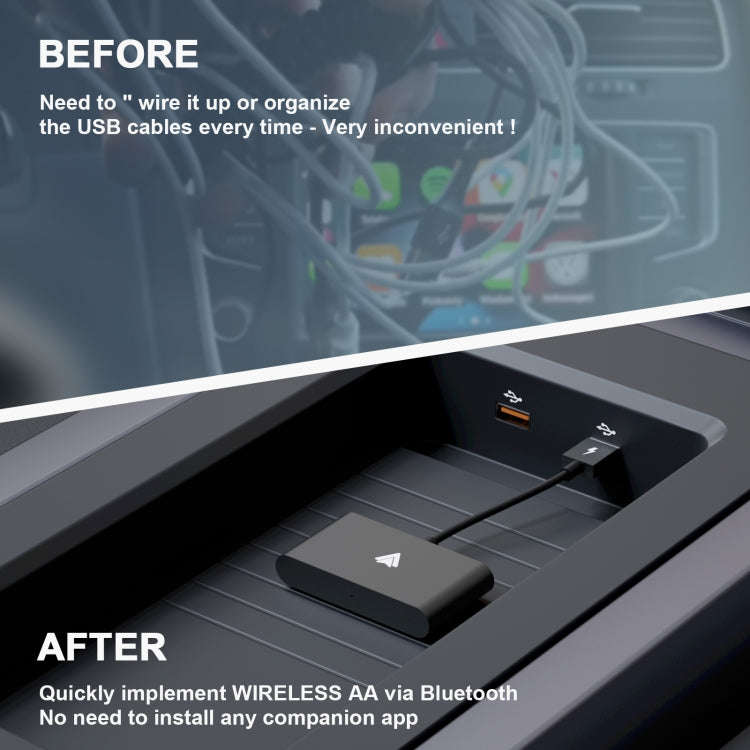 THT-020-2+ USB + USB-C / Type-C Wired to Wireless Carplay Adapter for Android Smartphone(Black)