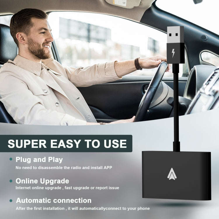 THT-020-2+ USB + USB-C / Type-C Wired to Wireless Carplay Adapter for Android Smartphone(Black)