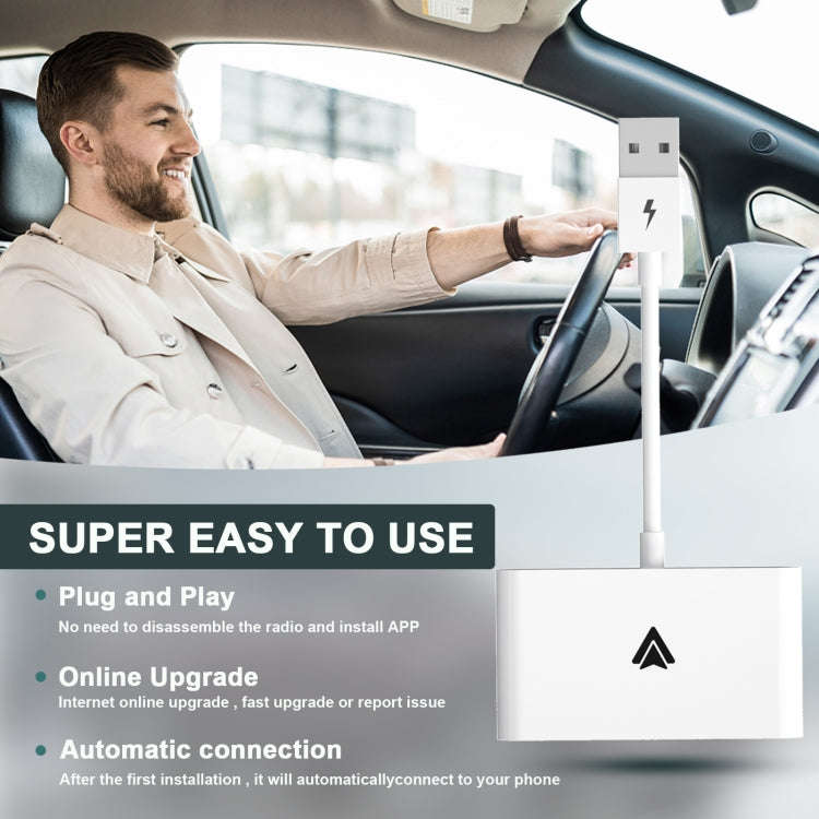 THT-020-2+ USB + USB-C / Type-C Wired to Wireless Carplay Adapter for Android Smartphone(White)