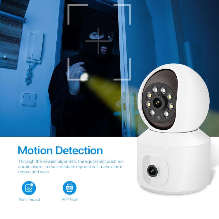 ESCAM QF010 2x2MP Dual Lens Dual Screen Surveillance WiFi Camera Support Two-way Voice & Motion D...