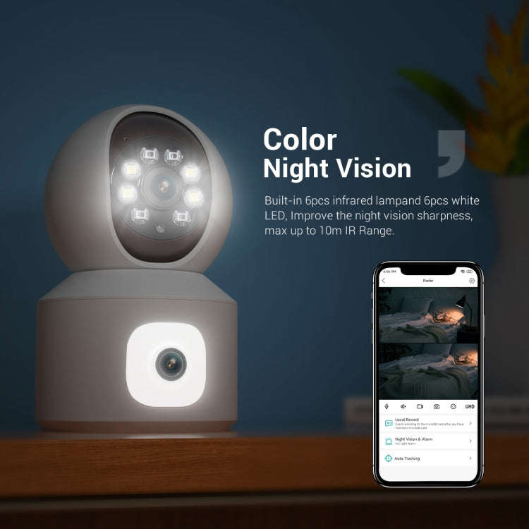 ESCAM QF010 2x2MP Dual Lens Dual Screen Surveillance WiFi Camera Support Two-way Voice & Motion D...