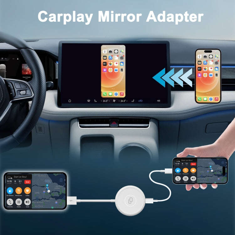 THT-020-6 USB + USB-C / Type-C Carplay Mirror Adapter for iPhone(White)