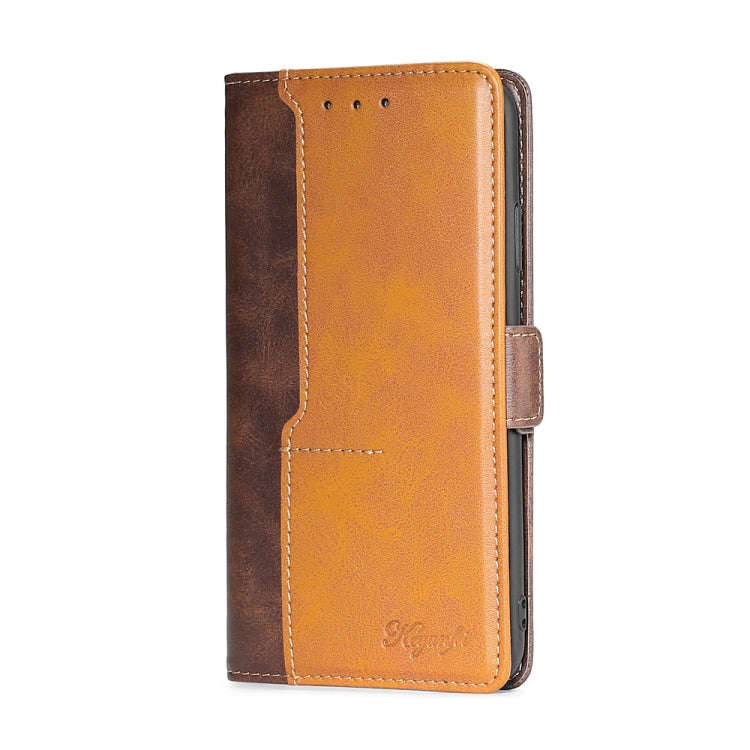 For Kyocera Digno SX3-KYG02 Contrast Color Side Buckle Leather Phone Case(Dark Brown + Gold)