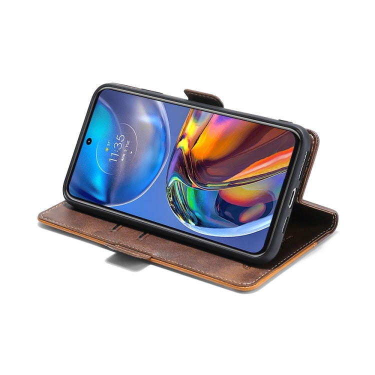 For Nokia C32 Contrast Color Side Buckle Leather Phone Case(Light Brown + Green)