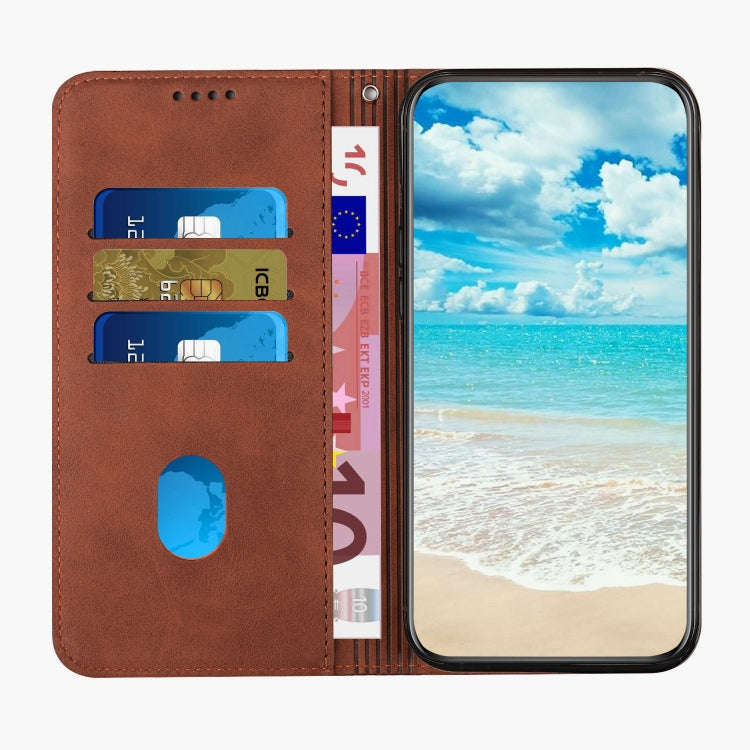For Google Pixel 8 Pro Diamond Pattern Skin Feel Magnetic Leather Phone Case(Brown)