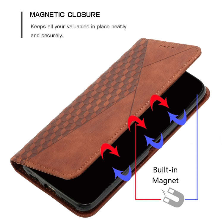 For Google Pixel 8 Pro Diamond Pattern Skin Feel Magnetic Leather Phone Case(Brown)