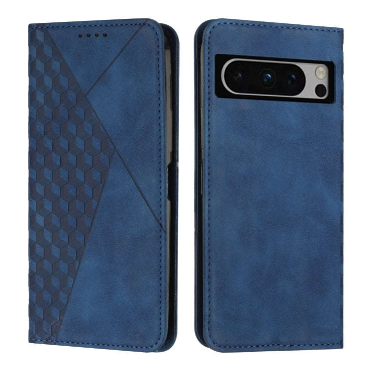 For Google Pixel 8 Pro Diamond Pattern Skin Feel Magnetic Leather Phone Case(Blue)