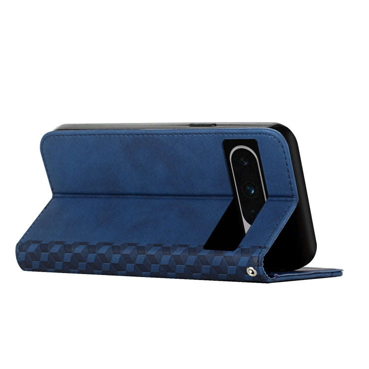 For Google Pixel 8 Pro Diamond Pattern Skin Feel Magnetic Leather Phone Case(Blue)