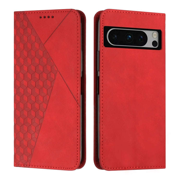 For Google Pixel 8 Pro Diamond Pattern Skin Feel Magnetic Leather Phone Case(Red)