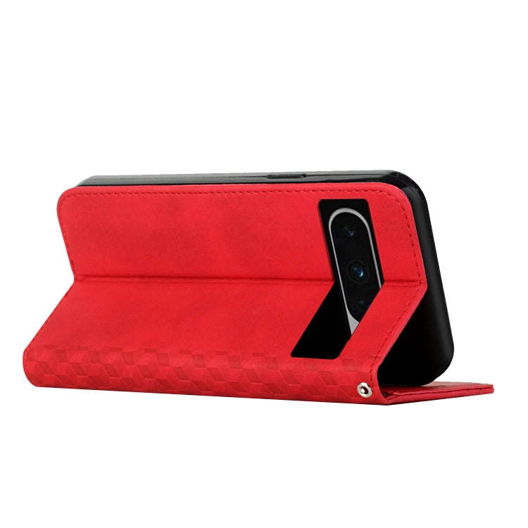For Google Pixel 8 Pro Diamond Pattern Skin Feel Magnetic Leather Phone Case(Red)