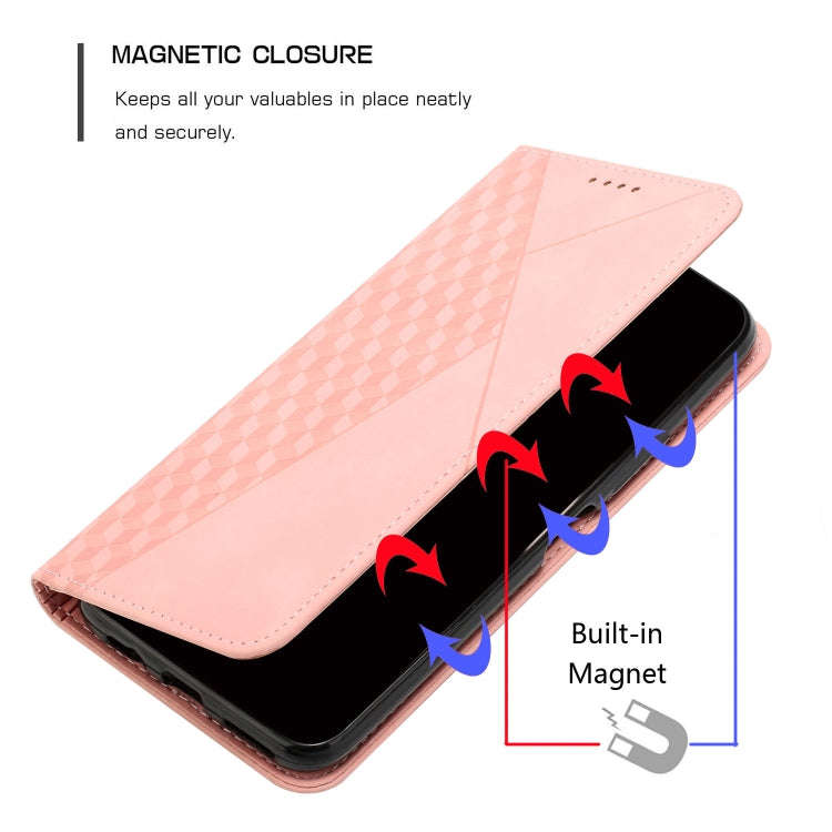 For Google Pixel 8 Pro Diamond Pattern Skin Feel Magnetic Leather Phone Case(Rose Gold)