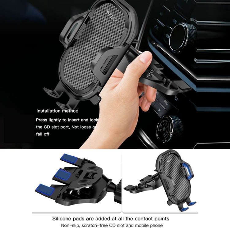 Yesido C84 360 Degree Rotating CD Port Car Phone Holder(Black)