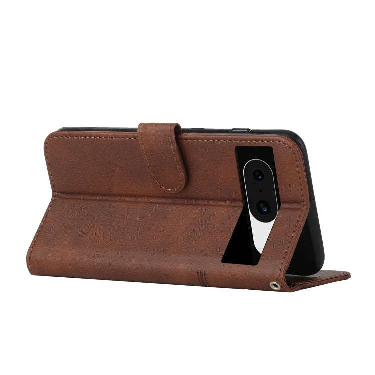 For Google Pixel 8 Stitching Calf Texture Buckle Leather Phone Case(Brown)
