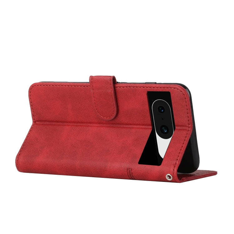 For Google Pixel 8 Stitching Calf Texture Buckle Leather Phone Case(Red)