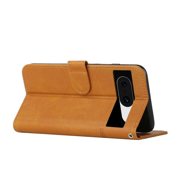 For Google Pixel 8 Stitching Calf Texture Buckle Leather Phone Case(Yellow)