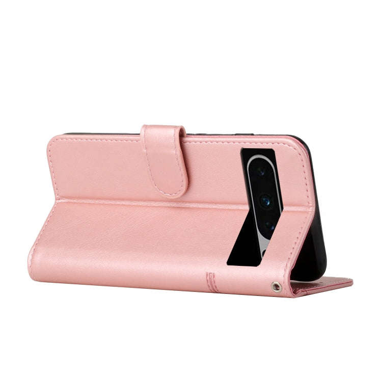 For Google Pixel 8 Pro Stitching Calf Texture Buckle Leather Phone Case(Rose Gold)